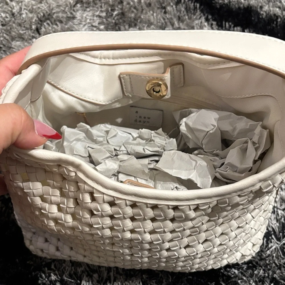 a new day Cream Woven Hobo Bag